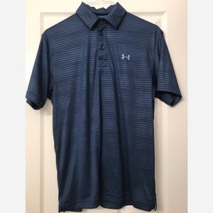 Under Armour Blue Stripe Loose-Fit Heat Gear Polo